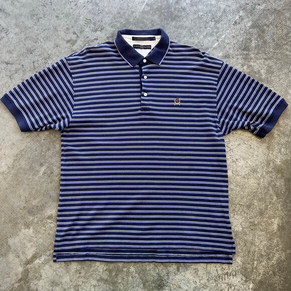 Tommy Hilfiger Other - Tommy Hilfiger Vintage 90s Crest Polo Shirt Mens XL Navy Purple Stripe Cotton